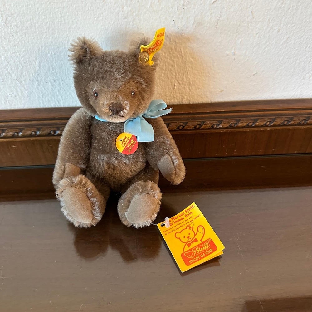 Steiff Original Teddybar Brown Mohair Plush Bear Button in Ear 0202/18 7.5 inch